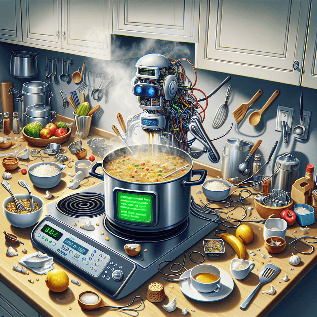 Смішний мем про «Стосунки»: Коли намагаєшся готувати за рецептами, створеними ШІ? Спойлер: не завжди виходить так, як планувалося! Цей мем відображає іронію сучасних кулінарних труднощів.