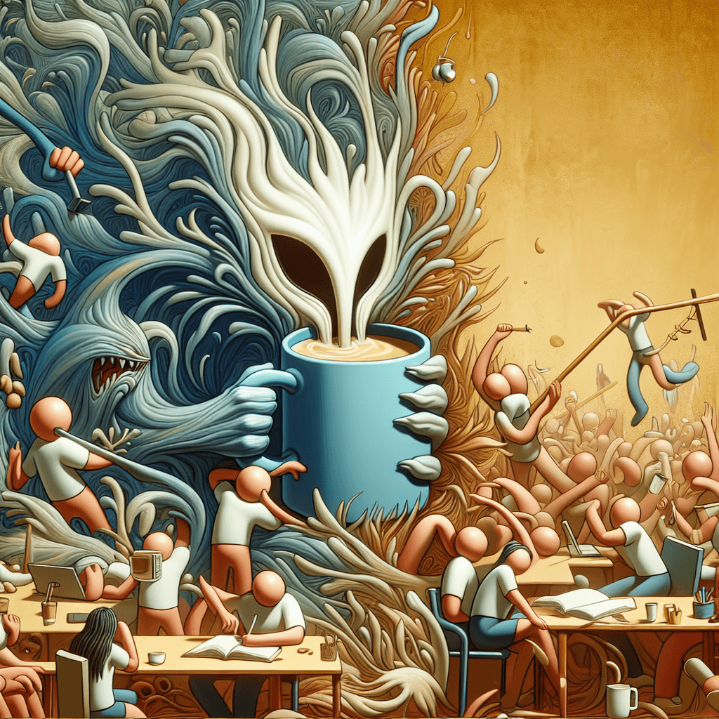 Meme divertido sobre Animales: Una mirada humorística a la rutina diaria del estrés laboral, mostrando la irónica dependencia del café en medio del caos. ¡Perfecto para cualquiera que necesite cafeína para sobrevivir la jornada laboral!