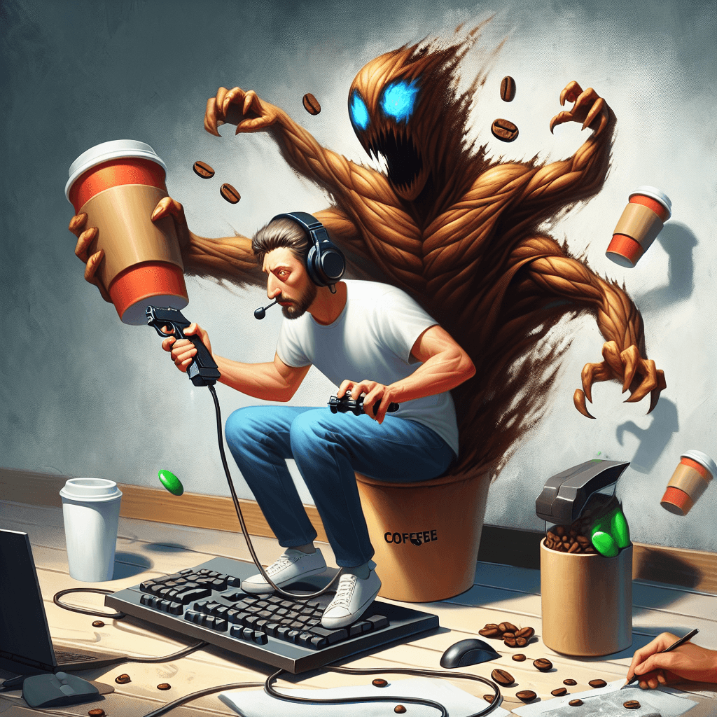 Lustiges Meme zu Gaming: Dieses Meme fängt humorvoll die Beziehung vieler Menschen zu Kaffee ein, besonders in der Gaming-Community. Es spielt auf die Abhängigkeit von Koffein an, um Fokus und Leistung zu steigern.