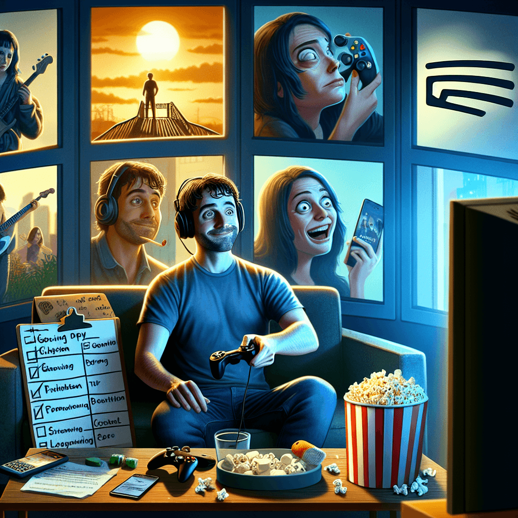 Meme divertido sobre Videojuegos: Este meme captura la escena tan familiar de empezar una nueva serie con grandes expectativas, pero rápidamente caer del carro de la productividad. Es una visión humorística de cómo el streaming puede descarrilar nuestras mejores intenciones.