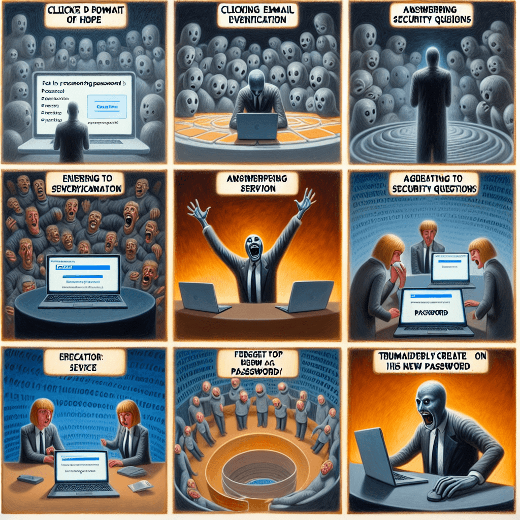 Meme divertido sobre Programación: Una mirada humorística a las frustraciones de los reinicios de contraseña que muchos pueden entender en la era digital. ¡Es un ciclo que nunca termina realmente!