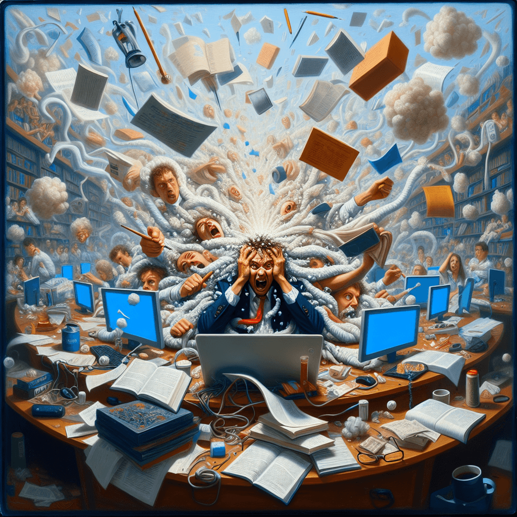 Lustiges Meme zu Programmierung: Dieses Meme erkundet humorvoll den Druck, den Studierende während der Prüfungszeit verspüren, im Vergleich zum Chaos in ihren Köpfen. Perfekt für alle, die sich jemals überwältigt gefühlt haben.