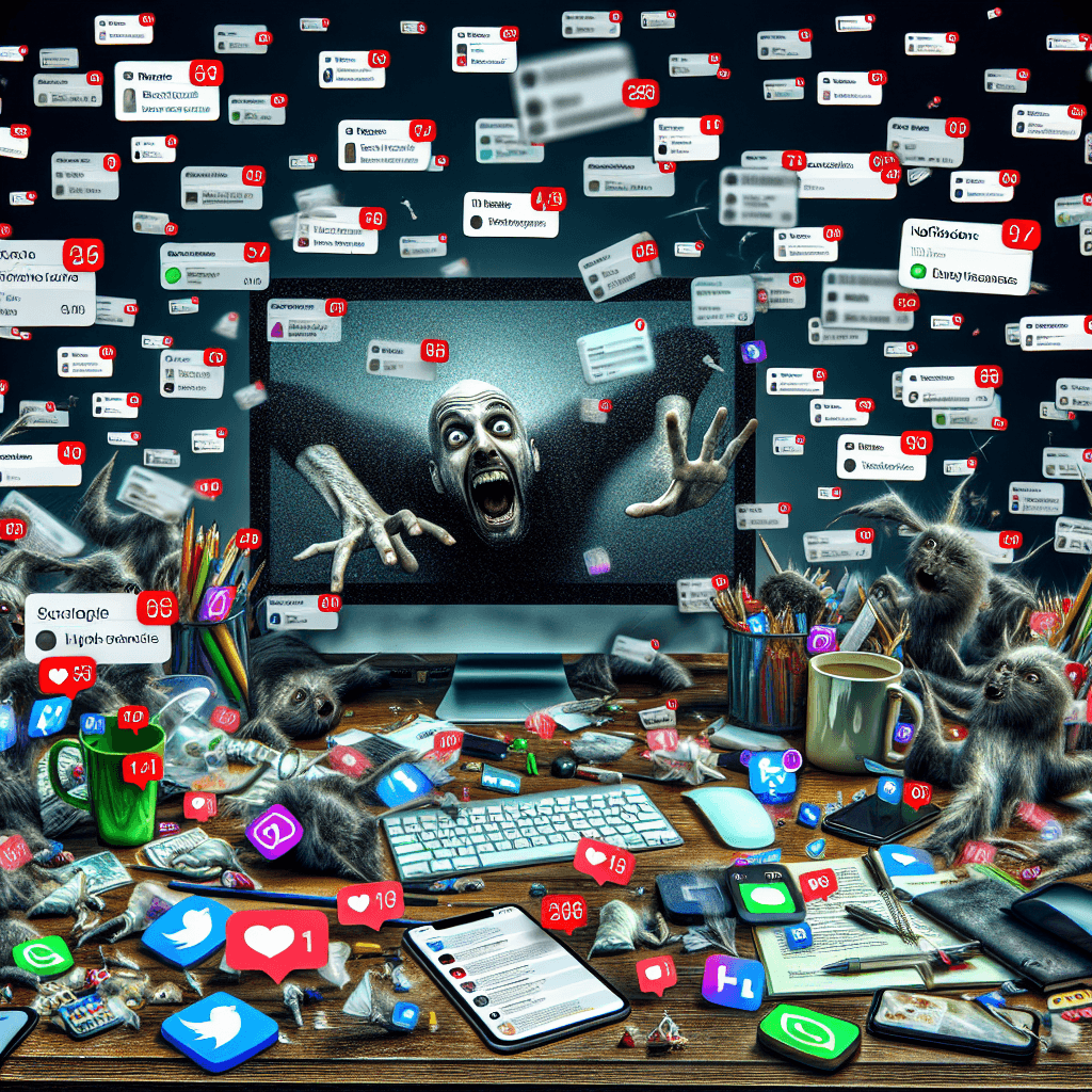 Meme divertido sobre Programación: Cuando cada notificación se siente como un presagio de doom, no podemos evitar reír. Este chiste captura la abrumadora naturaleza de las notificaciones diarias.