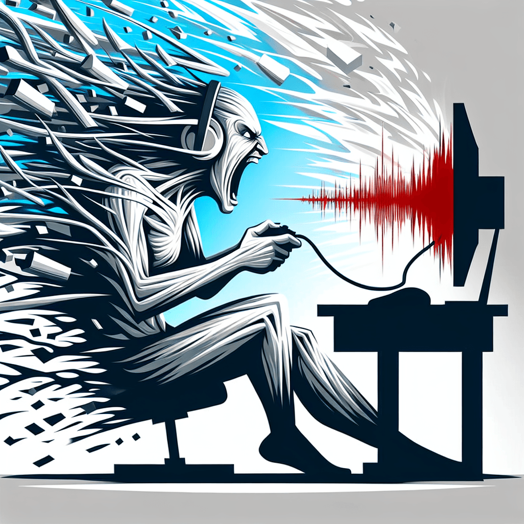 Meme divertido sobre Videojuegos: ¿Alguna vez has intentado sumergirte en un juego solo para ser asaltado por ruido? Este meme captura esa frustración a la perfección.