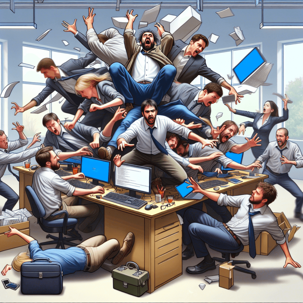 Mème drôle sur Travail : Ce mème chaotique illustre avec humour la frustration inattendue des conflits de fusion dans les projets collaboratifs. Quiconque a déjà vécu cette bataille numérique peut s'y identifier !