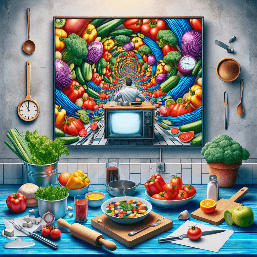 Meme engraçado sobre Comida: Esse meme captura humoristicamente a ironia da procrastinação ao tentar comer saudável. É uma situação com a qual qualquer um que já quis cozinhar, mas acabou se distraindo com a TV, pode se identificar.
