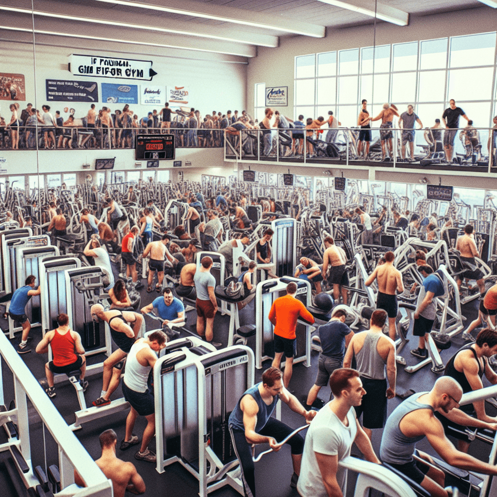 Смішний мем про «Робота»: Січень - місяць обіцянок, але в залі хаос! Відкрийте для себе гумор у переповненій фітнес-сцені.