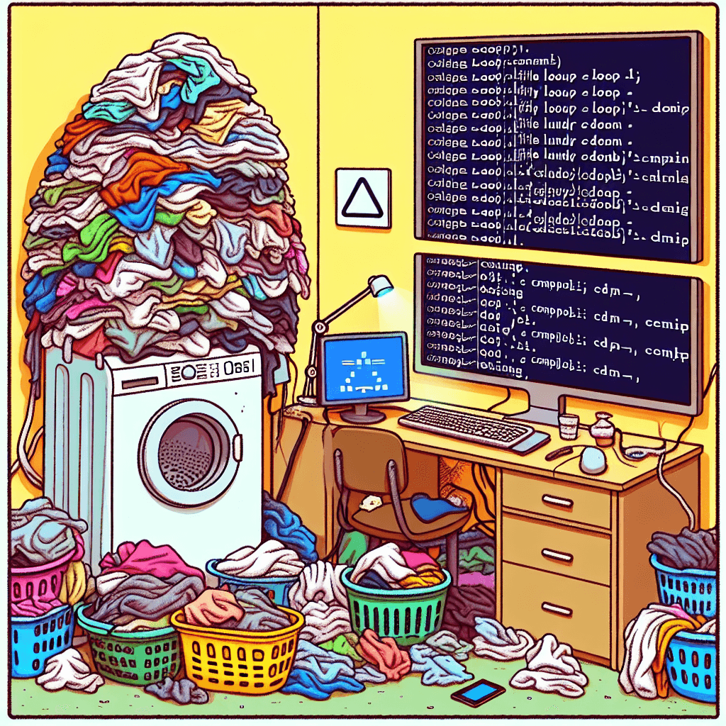 Meme engraçado sobre Programação: Esse meme captura a frustração de uma pilha de roupa que parece impossível de enfrentar, especialmente quando você está tentando lidar com outras tarefas exigentes como programar. É um momento que qualquer um que já teve que equilibrar responsabilidades vai se identificar.