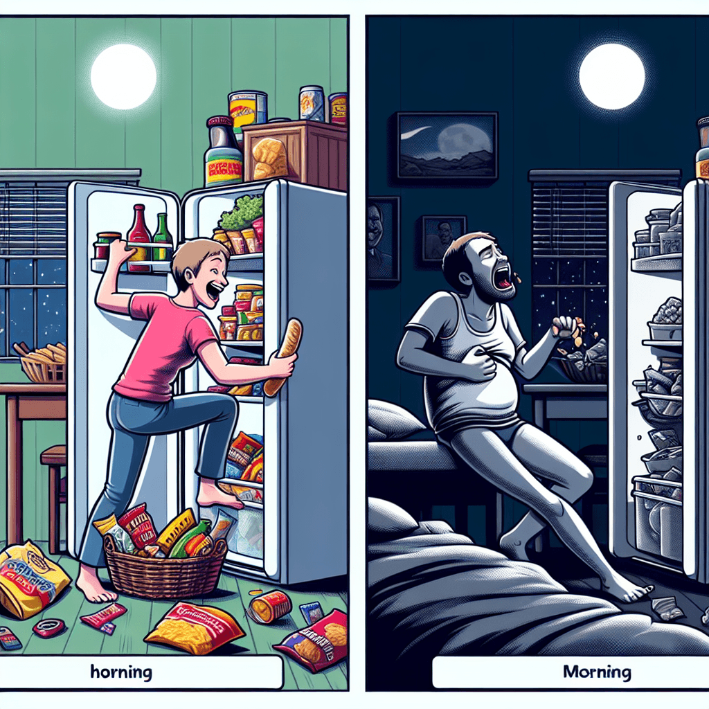 Meme divertido sobre Trabajo: Este meme captura humorísticamente la lucha de disfrutar de snacks nocturnos, solo para enfrentar las consecuencias al día siguiente. Perfecto para cualquiera que haya lamentado sus antojos de medianoche.