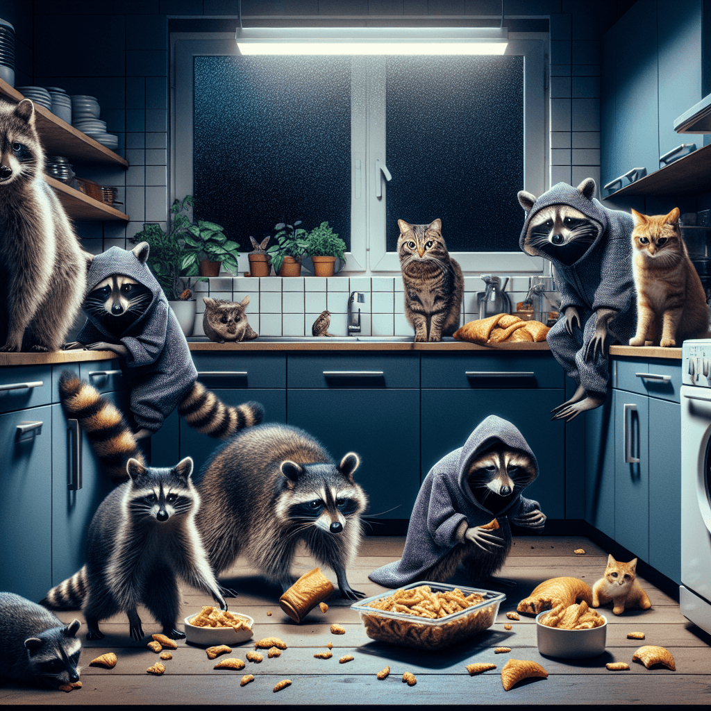 Lustiges Meme zu Tiere: Eine humorvolle Betrachtung der chaotischen Natur von nächtlichem Snacken, die die heimlichen Taktiken erkundet, die man anwendet, wenn der Hunger zu unpassenden Zeiten zuschlägt. Perfekt für Nachteulen und Snackliebhaber!