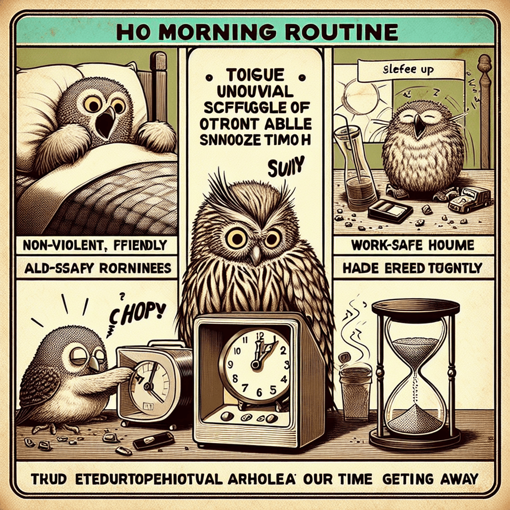 Mème drôle sur Animaux : Tu as déjà eu l'impression que ta routine matinale est une blague cruelle ? Ce meme capture exactement cette lutte de se réveiller et de réaliser qu'il n'y a pas de bouton 'snooze' sur la réalité.