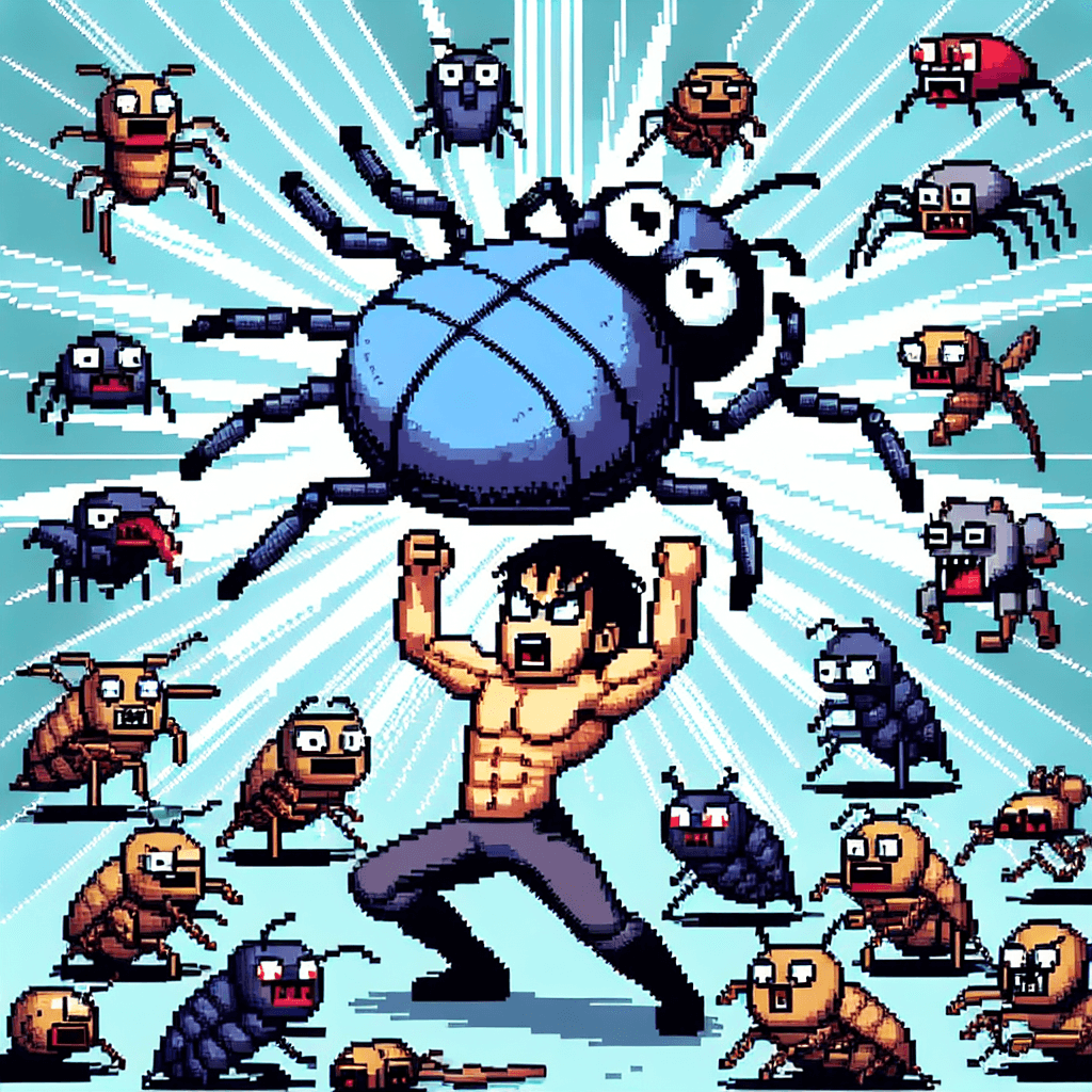 Mème drôle sur Programmation : Ce meme capture la frustration chaotique que chaque programmeur ressent en luttant contre les bugs. C'est une vision humoristique de la nature apparemment infinie du débogage.