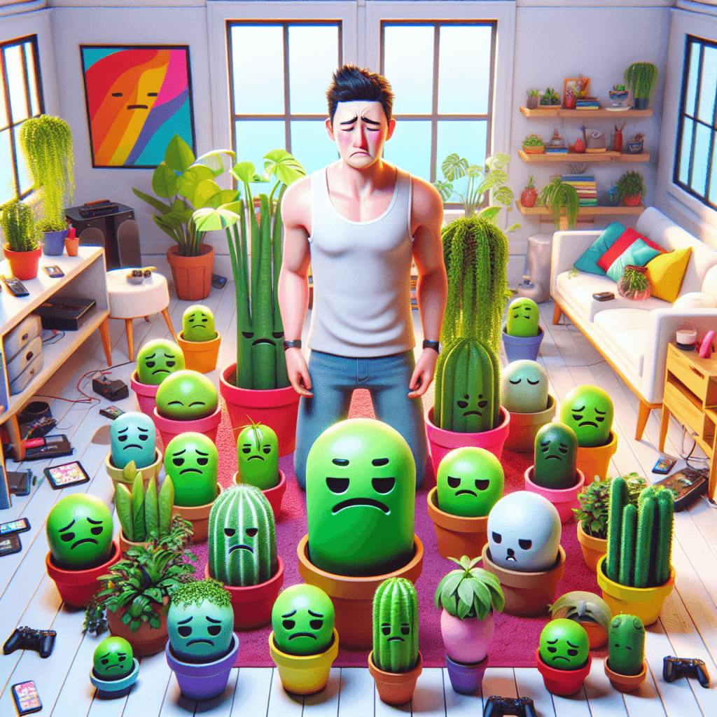 Funny meme about Gaming: We've all been thereβneglecting our leafy companions and feeling the shame. This meme humorously captures the struggle of plant parents grappling with guilt over their care (or lack thereof).