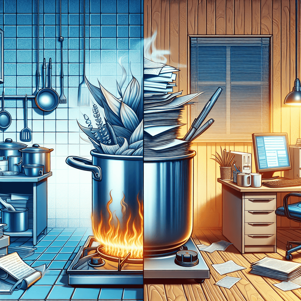 Lustiges Meme zu Beziehungen: Arbeitstress ist wie kochendes Wasser – es sieht ruhig aus, bis es überkocht. Dieses Meme fängt das Gefühl des Drucks ein, bevor es überläuft.