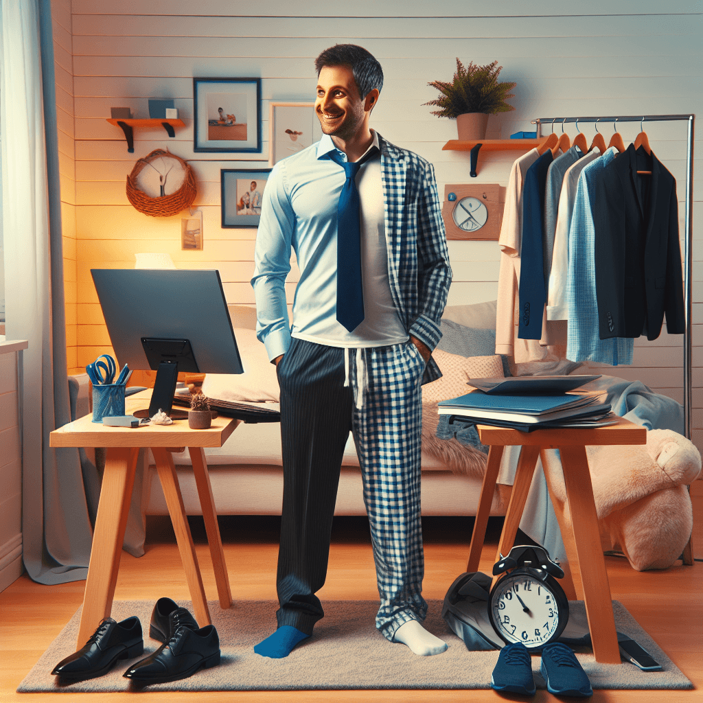 Zabawny mem o Fitness: Ten mem podkreśla zabawną rzeczywistość wyborów ubrań do pracy zdalnej, łącząc profesjonalizm z komfortem. To chwila, z którą może się utożsamić każdy, kto pracuje z domu.