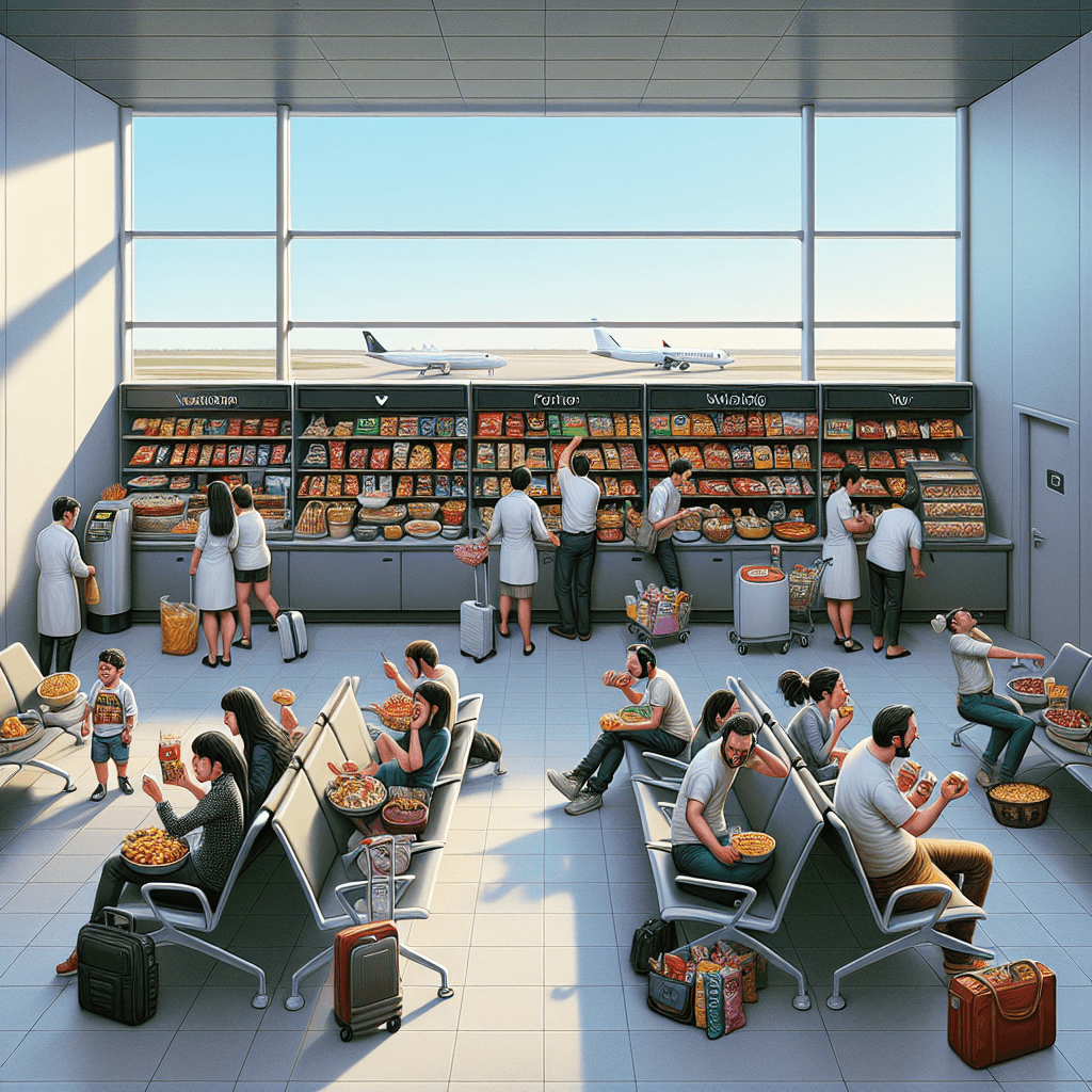 Смешной мем про «Еда»: Аэропорты – это американские горки эмоций, особенно во время задержек. Этот мем захватывает бесконечный цикл перекусов в ожидании.