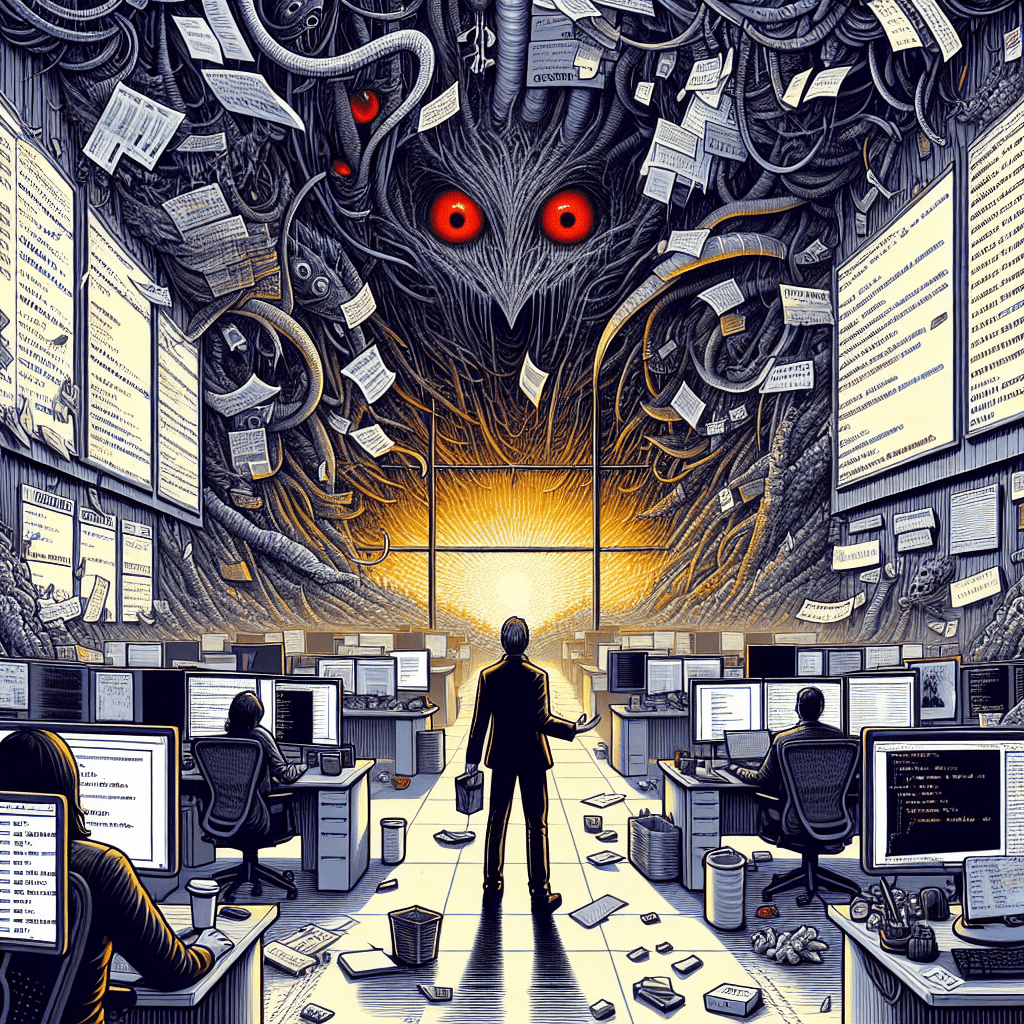 Смешной мем про «Работа»: Этот мем с юмором передает тревогу от обнаружения прошлых ошибок через git blame на работе. Идеально подходит для разработчиков и членов команды!