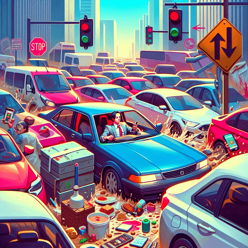 Meme engraçado sobre Jogos: Esse meme captura humoristicamente a ironia de correr para o trabalho e acabar preso no trânsito. É algo que ressoa com quem já enfrentou os deslocamentos matinais.