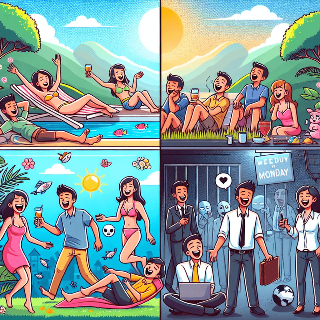 Meme divertido sobre Vida Diaria: Este meme captura humorísticamente el miedo universal de pasar de un relajante fin de semana al exigente inicio de una nueva semana. Es un sentimiento con el que muchos se identifican.