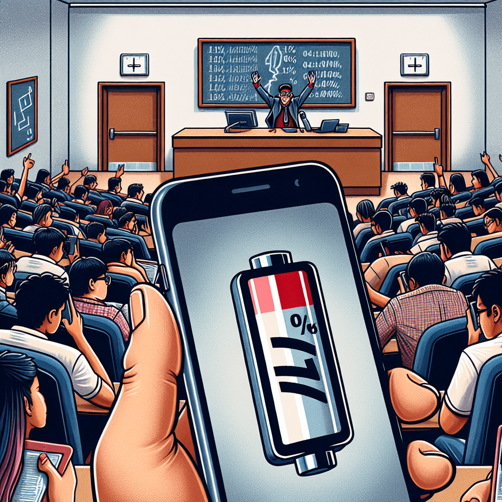 Lustiges Meme zu Schule: Dieses Meme fängt perfekt die Panik eines leeren Akkus während des Unterrichts ein. Wir waren alle schon mal da, und es ist eine Quelle kollektiver Angst.