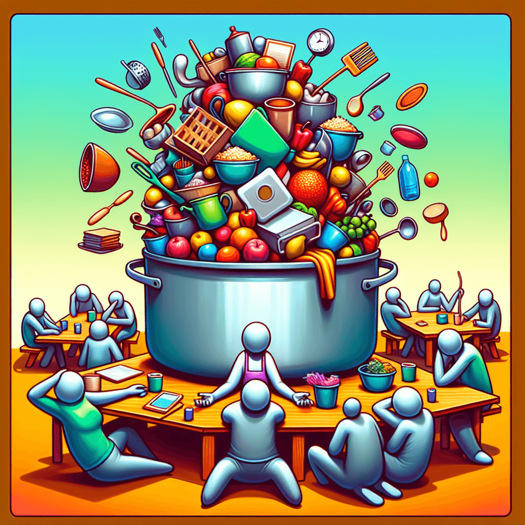 Meme engraçado sobre Comida: Já se sentiu como se fosse o único carregando o peso em um projeto em grupo? Este meme caótico captura essa frustração perfeitamente.