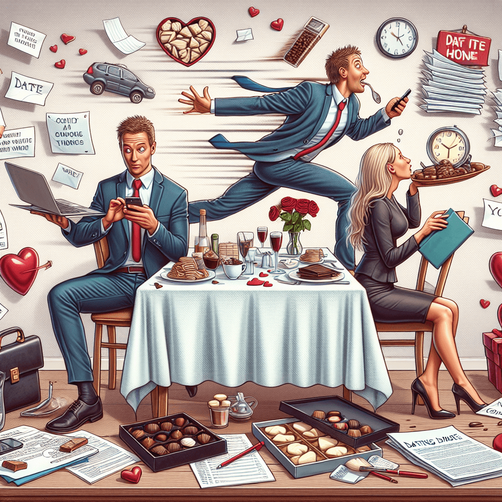 Zabawny mem o Praca: Zarządzanie randkami może być chaotyczne, zwłaszcza gdy życie wkracza. Ten mem humorystycznie uchwyca nieprzewidywalność synchronizacji romantycznych planów z codziennym chaosem.