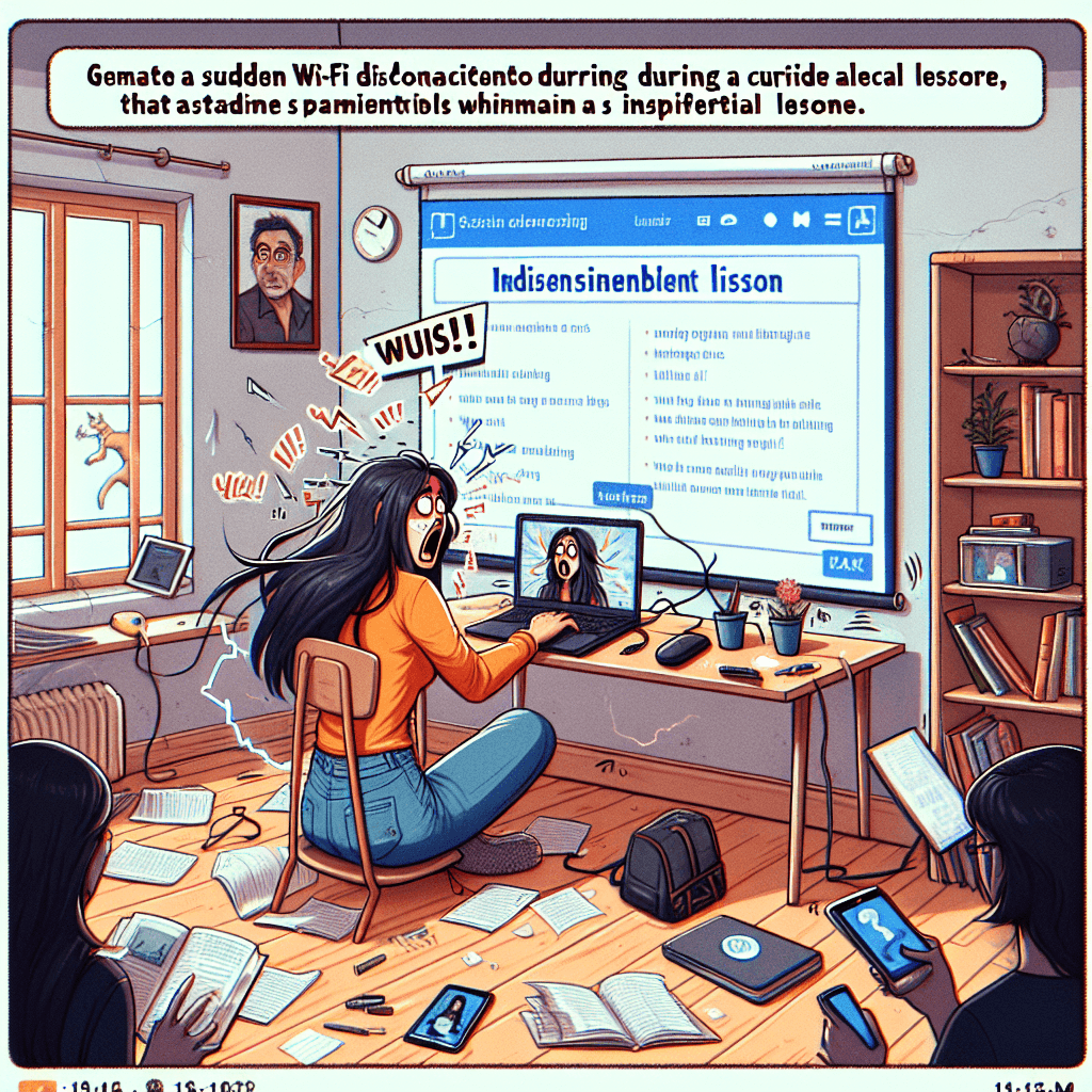 Funny meme about School: This meme humorously captures the frustration of a sudden Wi-Fi disconnection during an important online class. It highlights the mix of panic and helplessness that many students experience in today’s virtual learning environment.