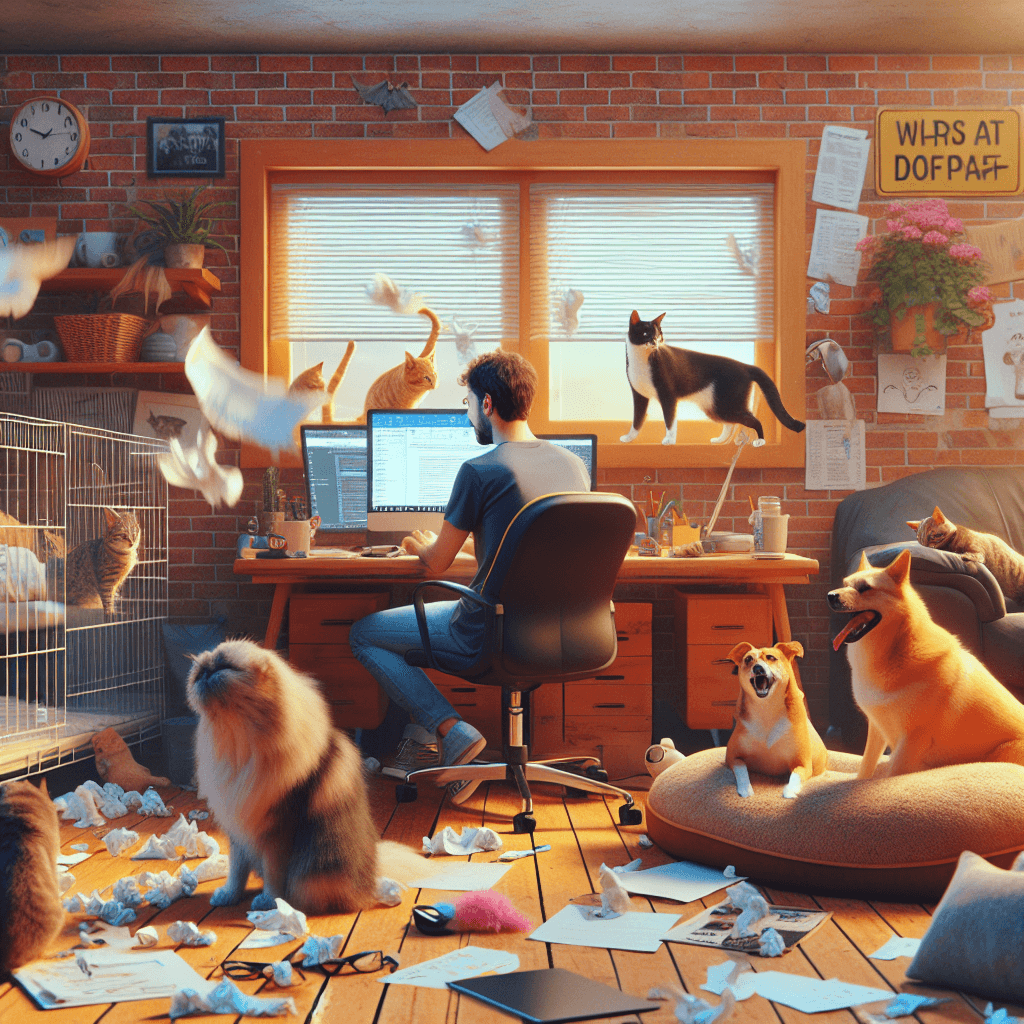 Funny meme about Work: This meme humorously captures the struggle of working remotely with pets around. It's a relatable scenario for anyone who's tried to maintain focus amidst furry distractions.